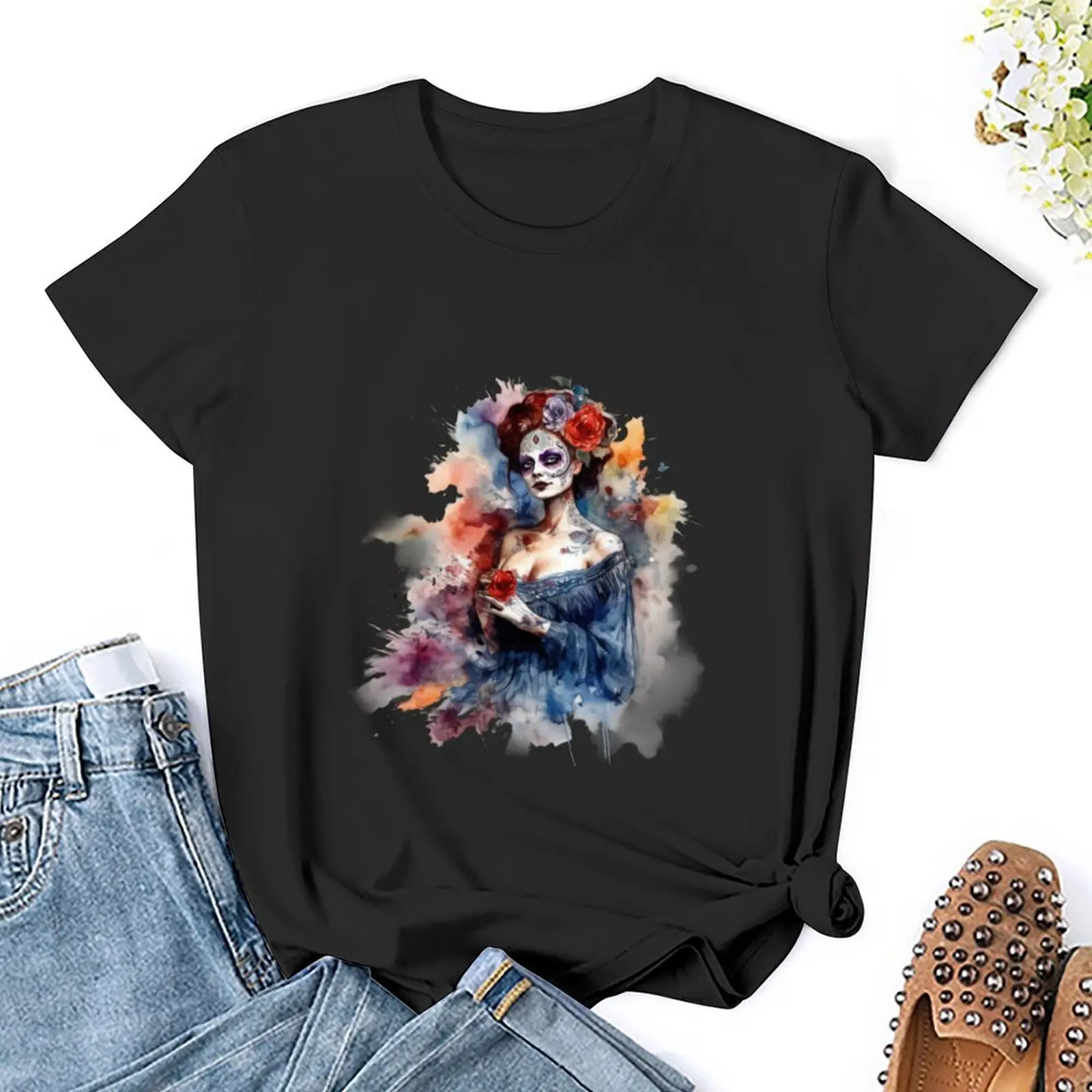 Magische Hexe Halloween Aquarell Sammlung T-Shirt niedliche Kleidung Tops Dame Kleidung niedlichen T-Shirts für Frauen