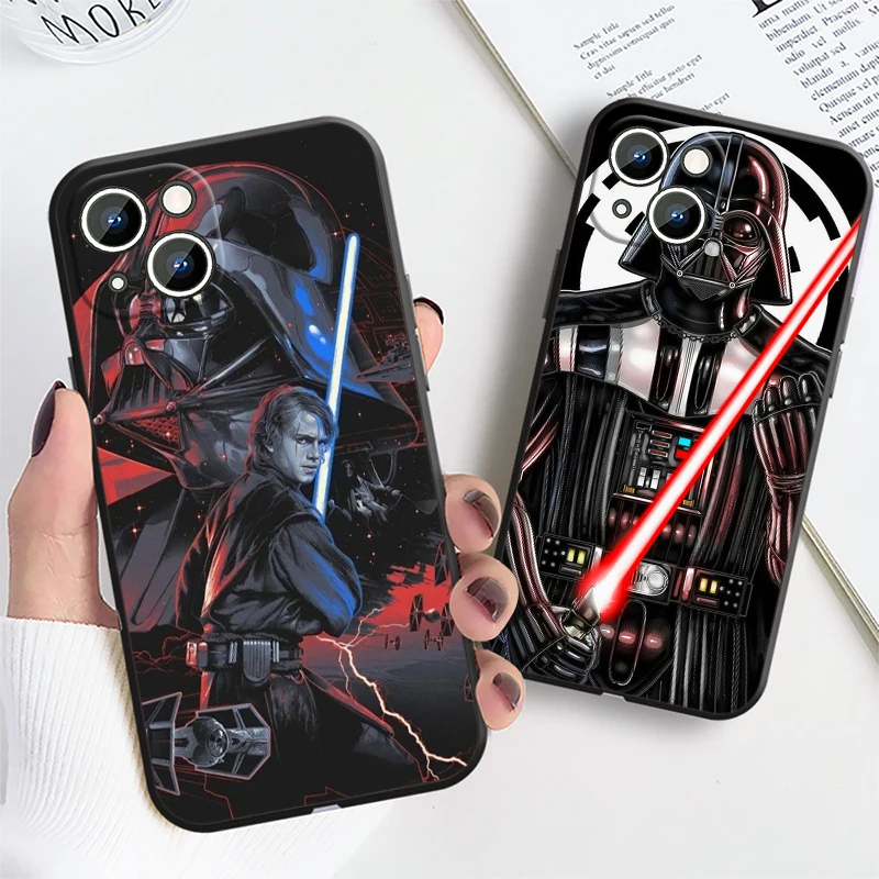 Heroic S-Star W-Wars Cool Robot For iPhone 15 14 13 12 11 XS XR X 8 7 SE Pro Max Plus Mini Black Cover Phone Case