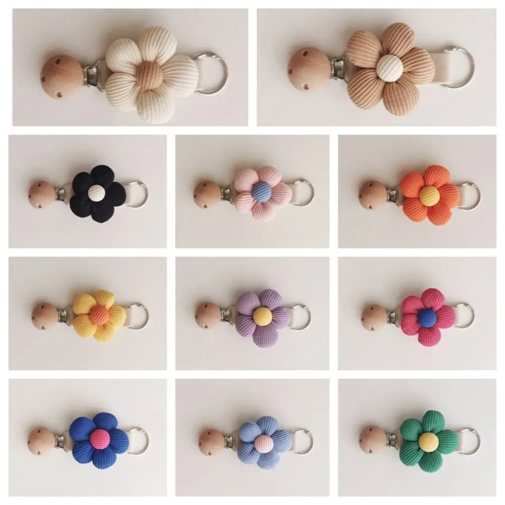 Portable Anti-lost Cotton Flower Hat Clip Wood Clip Hanging on Bag Travel Hat Holder Organizer Gadget Portable Hat Storage Beach