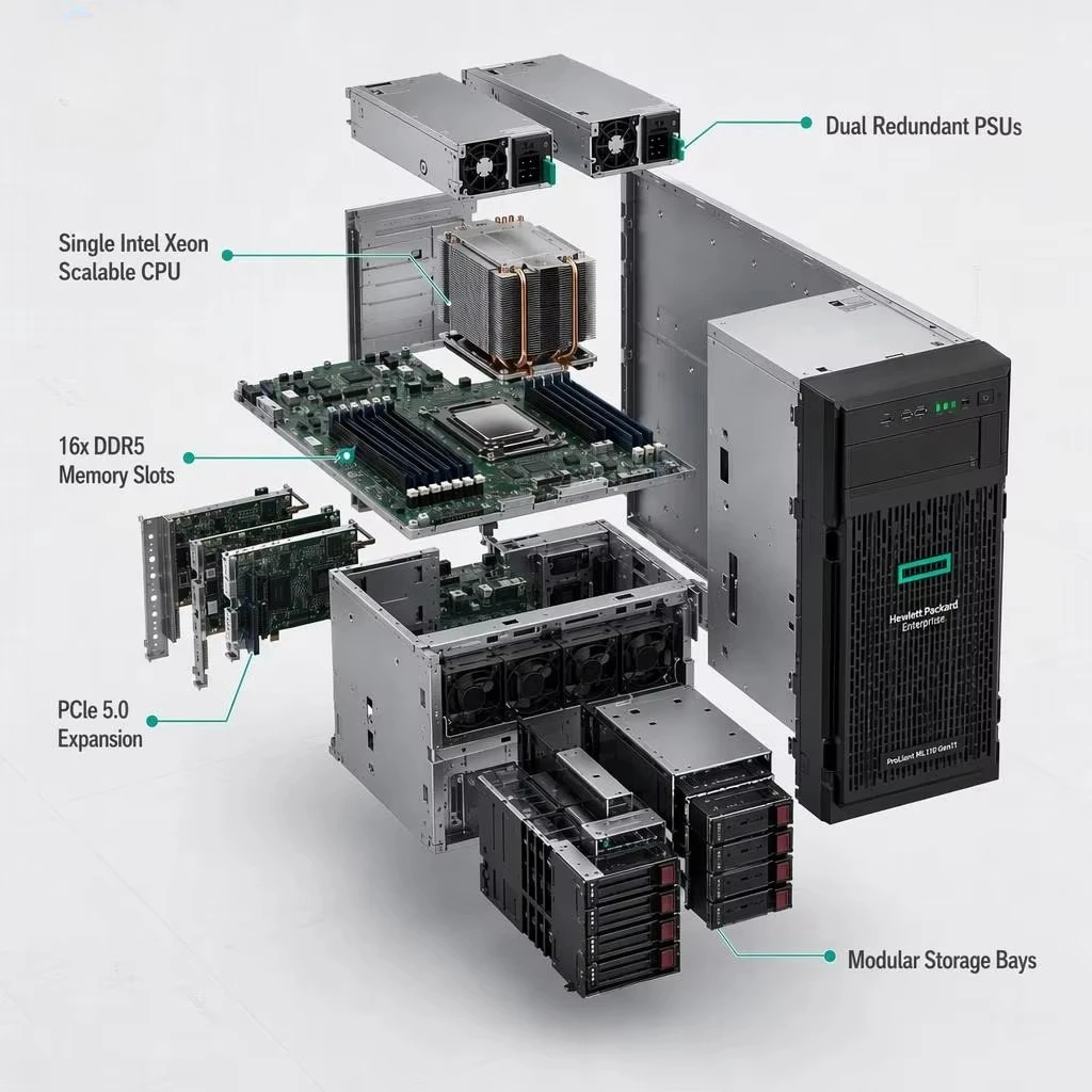 ML350 Tower Server Dual Xeon DDR4 PCIe 4.0 NVMe Enterprise IT Compute Custom Config Tested