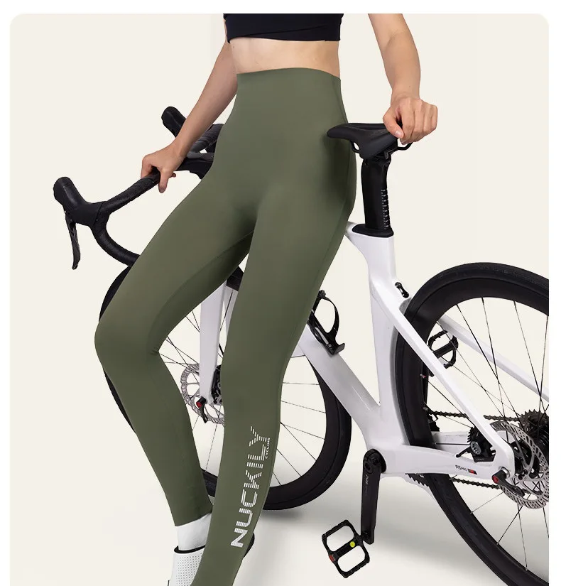NUCKILY Nahtlose Radhose für Damen, gepolsterte Fahrrad-Leggings, hohe Taille, schnell trocknend, atmungsaktiv, Stretch, 3D-Pad, Rennrad-MTB-Fahrrad-Leggings – Detail 3