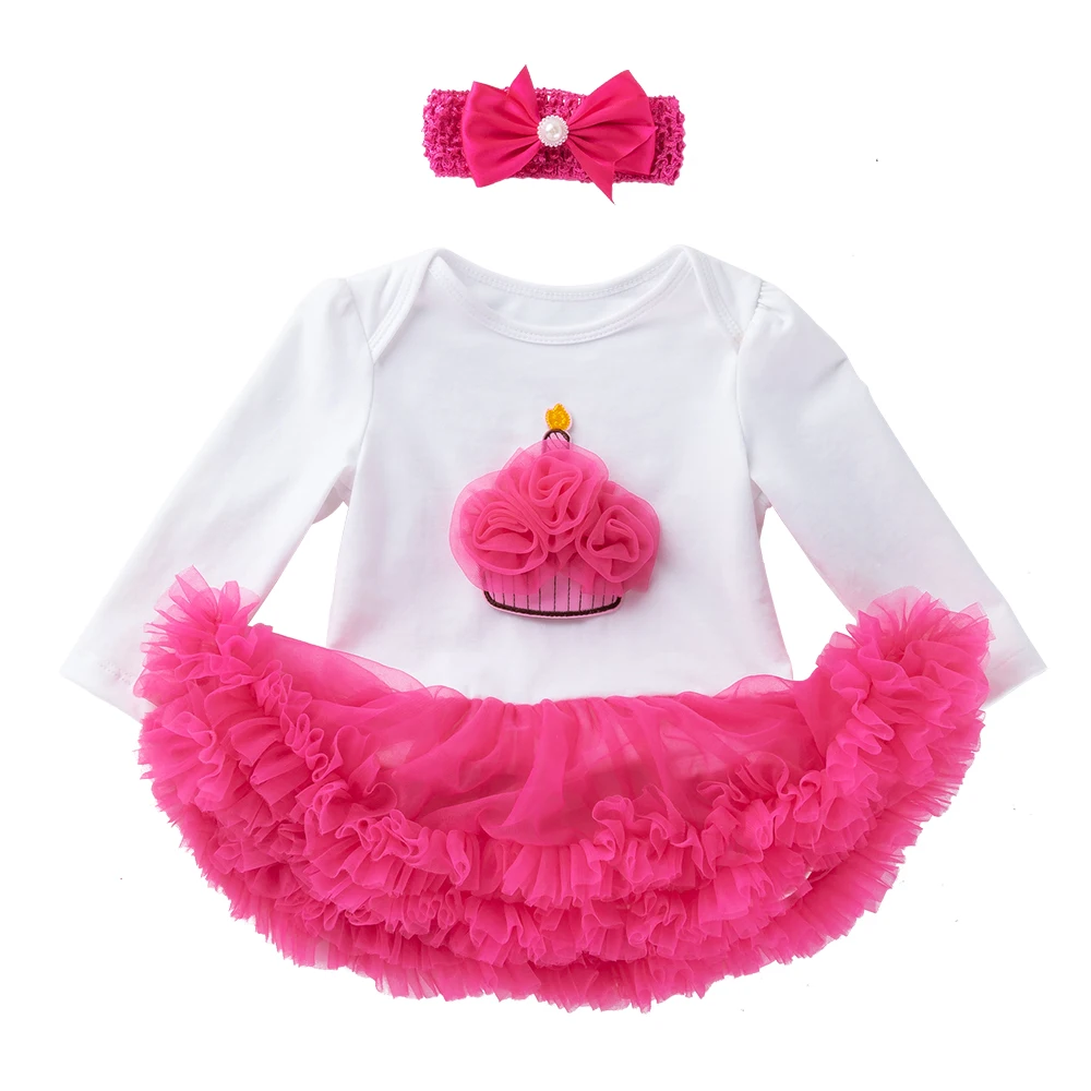 Babany bebe 1st 2nd Birthday Outfits for Baby Girls Romper Dress & Headband Set Clothes Gift Party Long Sleeve Tutu Dresses 2PCS