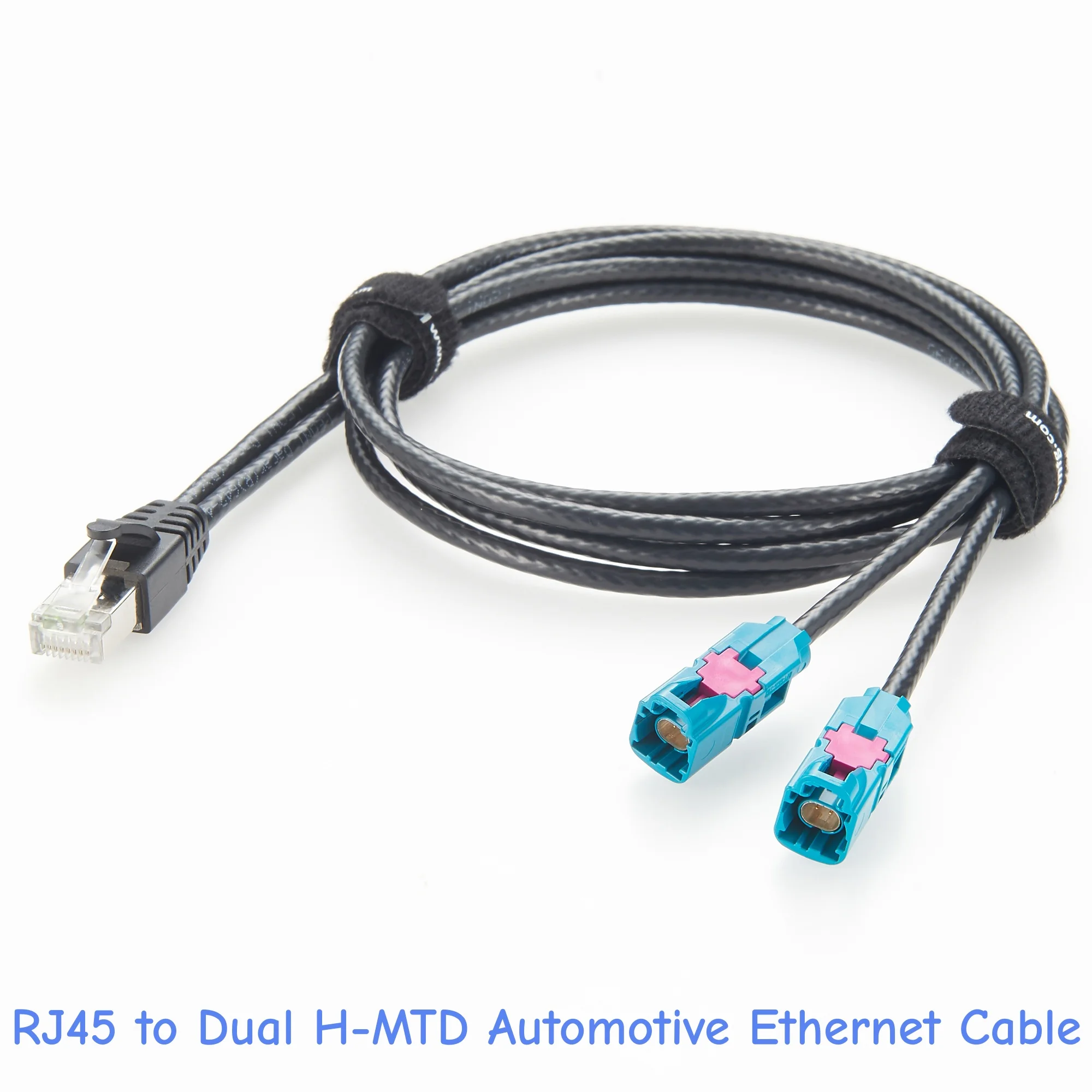 Dual H-MTD to RJ45 Automotive Ethernet Cable Original Rosenberger H-MTD Connector E6S10A-1BZZ5-Z & CAT6A RJ45, LEONI DACAR 647-4