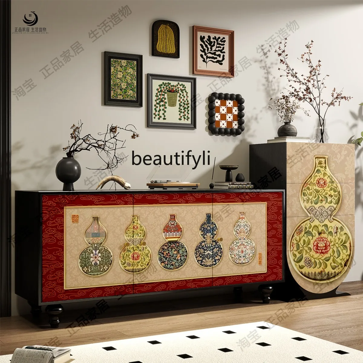 

New Chinese Style Entrance Cabinet Living Room Vintage Storage Cabinet Antique Solid Wood Sideboard Entrance Cabinet