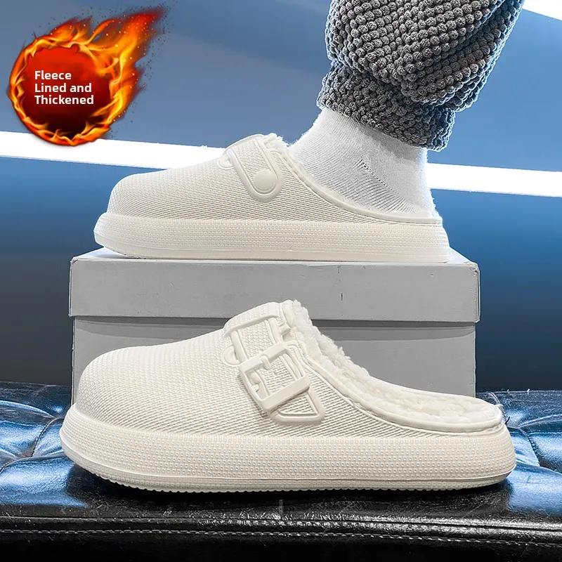 

Men's Cotton Slippers Winter Thickened Warm Waterproof Non-slip Office Wearable Slip-on Birkenshoes Fashionable Youth Korean ...