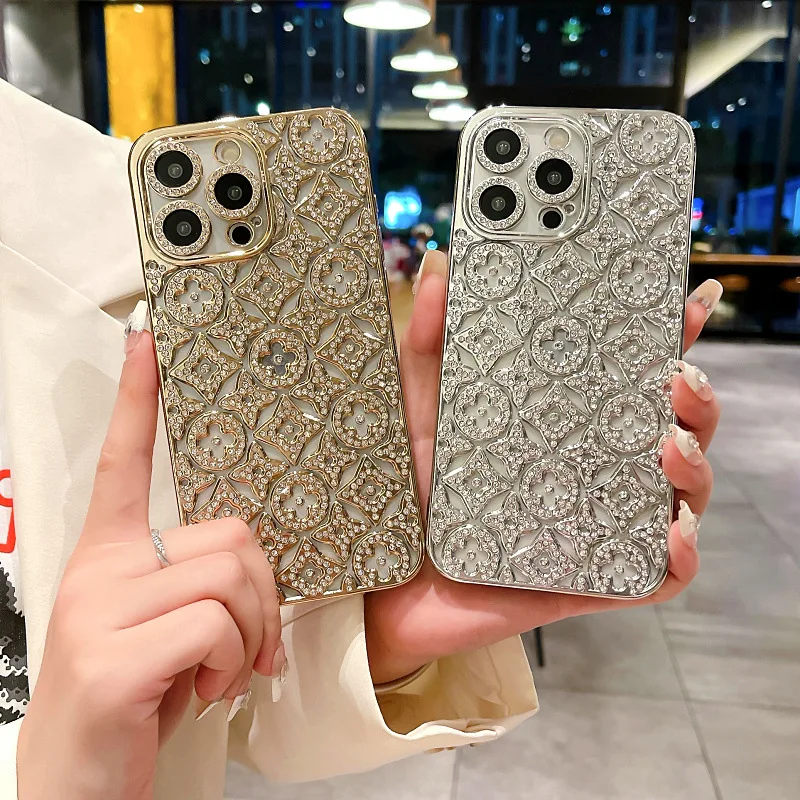 CYD-패션 패턴 플래시 다이아몬드 아이폰16프로맥스 라이트 럭셔리 글리터 15, 14, 13 모바일 폰 케이스에 적합한 반짝이는 케이스