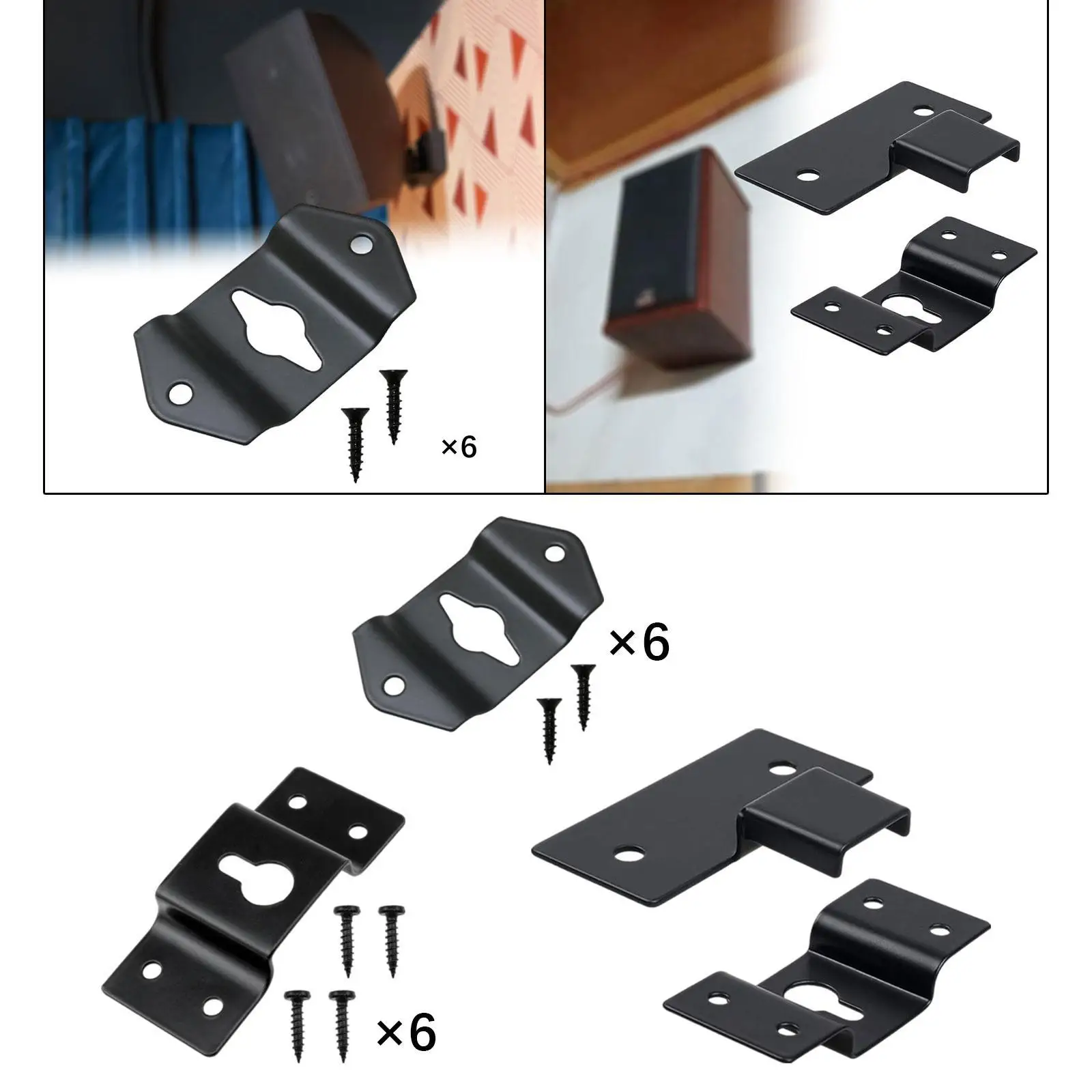 6Pcs Surround Speaker Wall Hanging Brackets for Loudspeaker with Screws