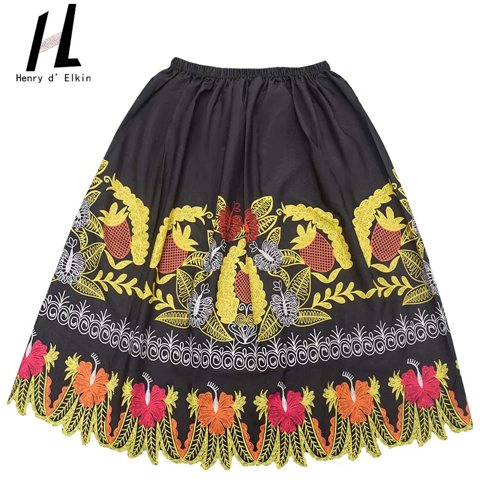 Hawaiian Island Style Flower Pattern Skirt High Waist Printed Skirts Women's Clothing