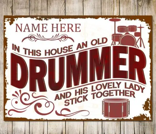 Personalised Drum Old Couple In This House Classic Sign Decor Metal Plaque