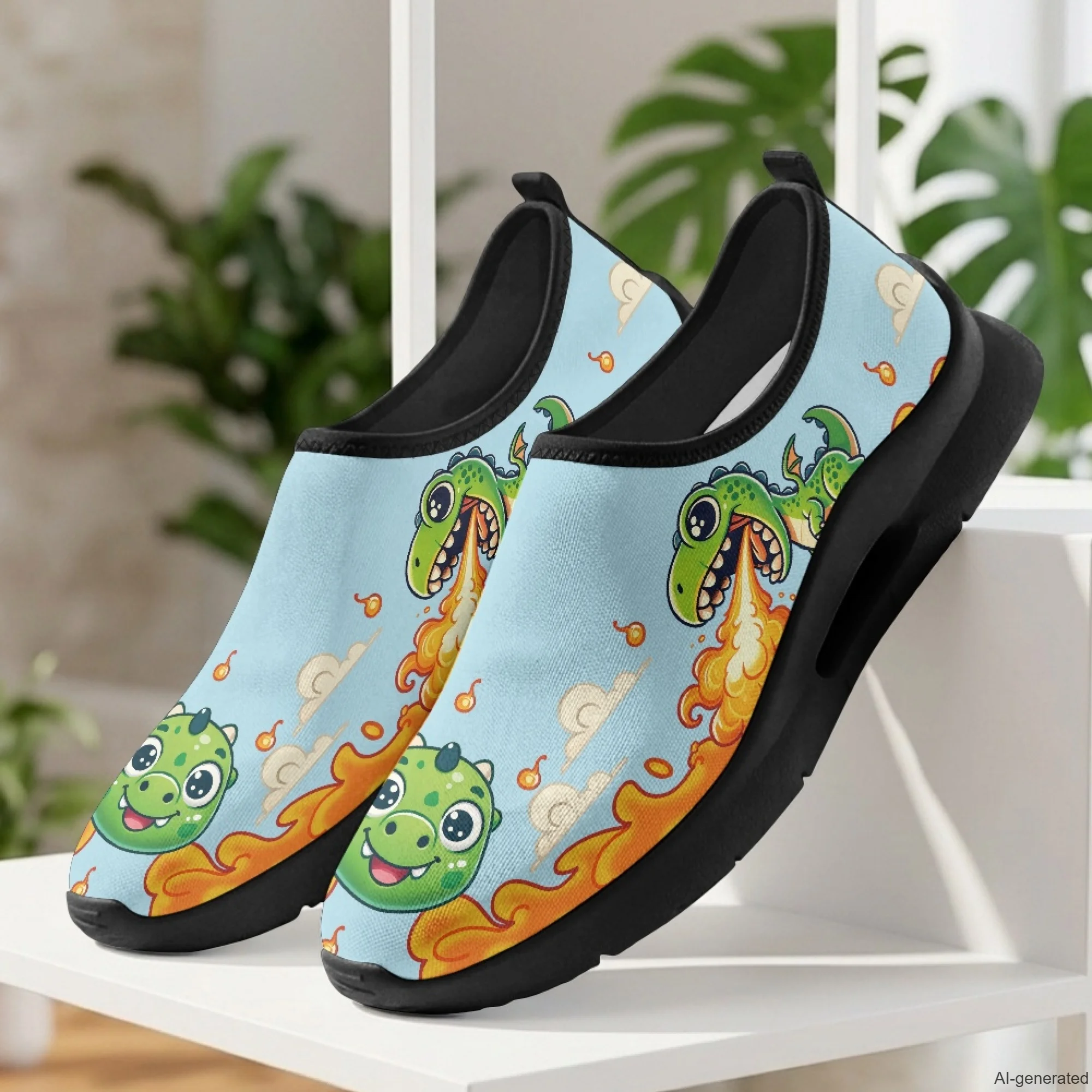 XIXIRIMIDO Mens Casual Shoes Slip On Walking Sneakers Women Gym Workout Shoes Dinosaur Print Breathable Mesh Shoes 35-48