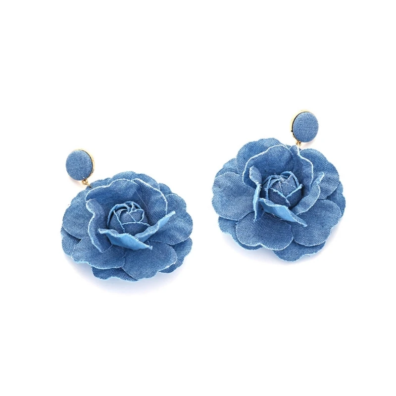 Boucles d'Oreilles en Forme de Goutte Florale, Accessoire Exagéré, Fait à la Main, Rose, Décoration pour les Amoureux de la Mode