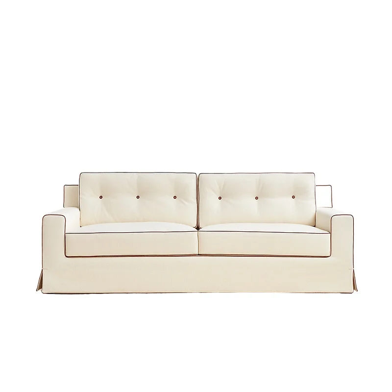 Light luxury wabi style linen fabric sofa medium and ancient style modern simple creative straight row small apartment sofa