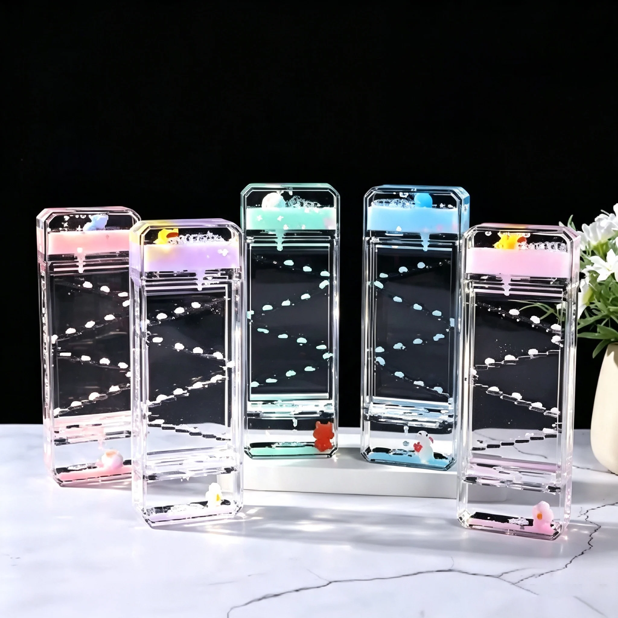 Creative Cute Slide Oil Leak desktop Ornament Stress-Relief Liquid Hourglass Healing Birthday Gift for Couples and Family