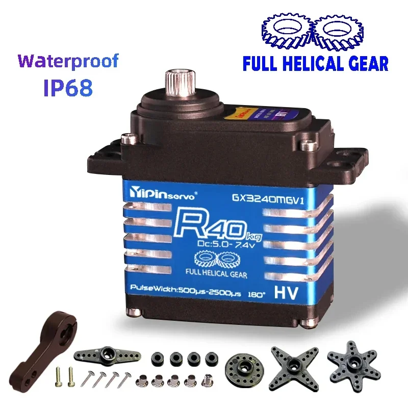 IP68 Waterdichte Servo R40 40kg Alle Stalen Spiraalvormige Gear Digitale Servo's Voor RC Accessoires 1/8 1/10 Afstandsbediening Speelgoed auto Robot