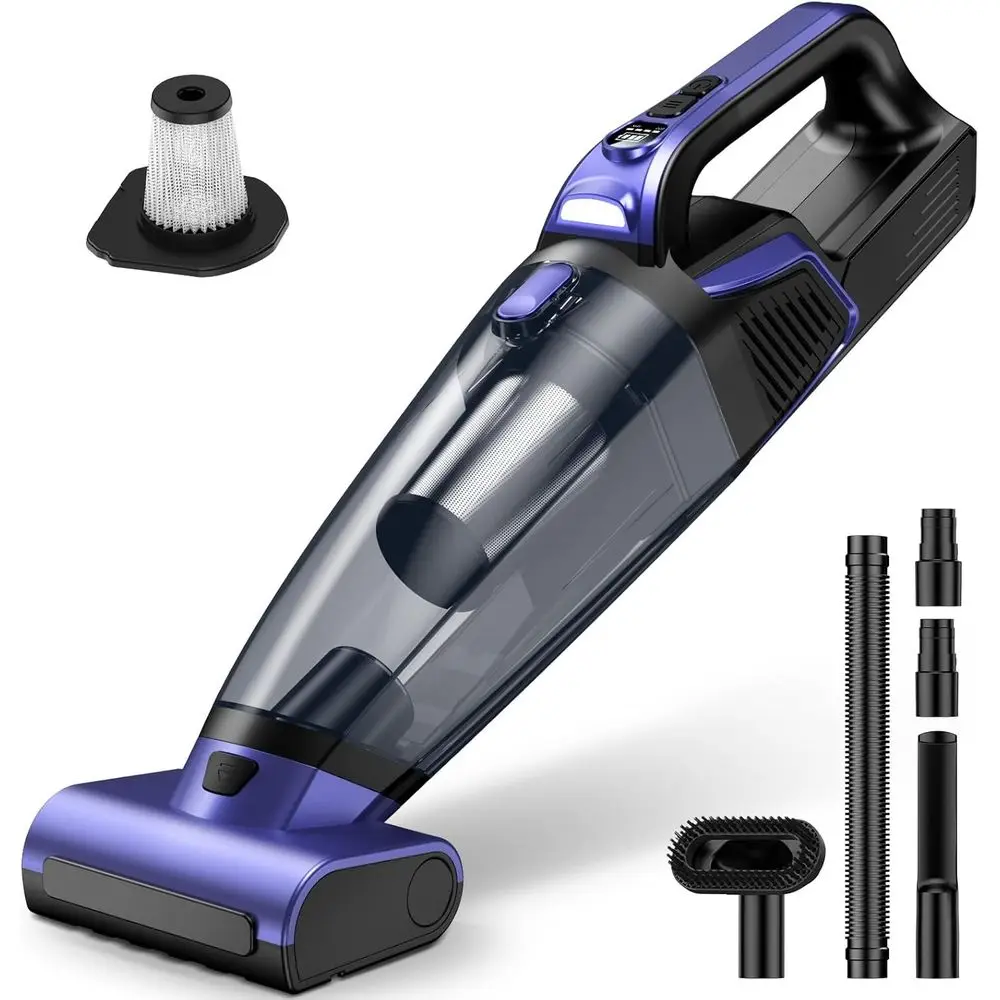 High Power 20000PA Cordless Vacuum Cleaner with Motorized Brush, LED Light, Rechargeable for Car, Home, and Office Use