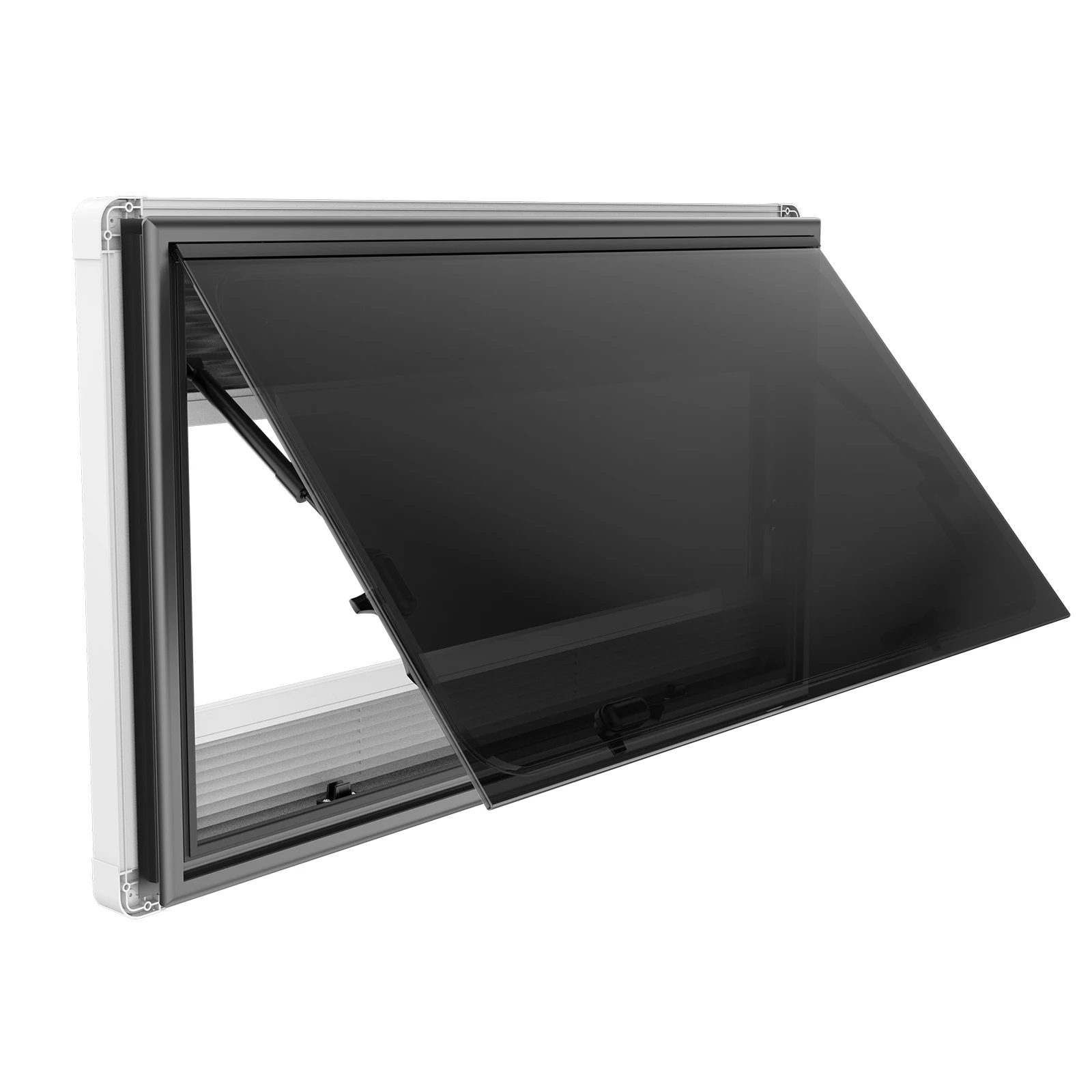 RV Window of Cut Out Size 900*500mm, Aluminum Alloy Frame and Double Glazed Acrylic Glass with Block Out Blind & Flyscreen