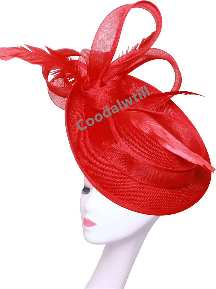 Fancy Feather Derby Church Hat Ladies Fascinator Accessories Women Formal Race Party Dinner Millinery Cap Bride Wedding Chapeau