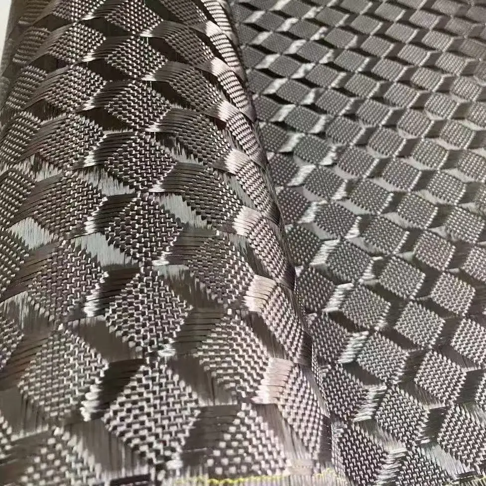 Echtes Carbonfaser-Jacquard-Gewebe 3K 240gsm 2x2 3D Dreidimensionales Raummuster-Effekt 40' / 100cm Breite – Detail 4