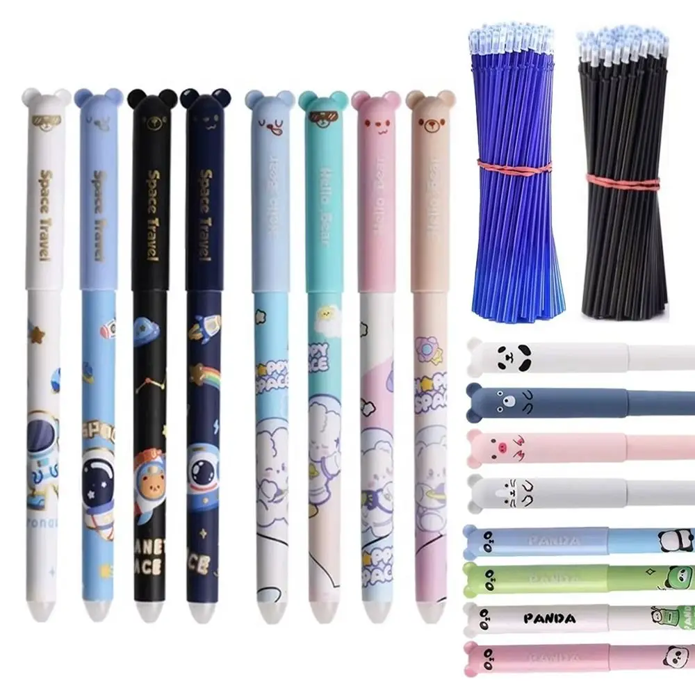 

24 шт./компл., высококачественная стираемая ручка с черными/синими чернилами, астронавт, панда, кролик, инструмент для письма, гелевая ручка 0,5 мм, нейтральная ручка, подарок