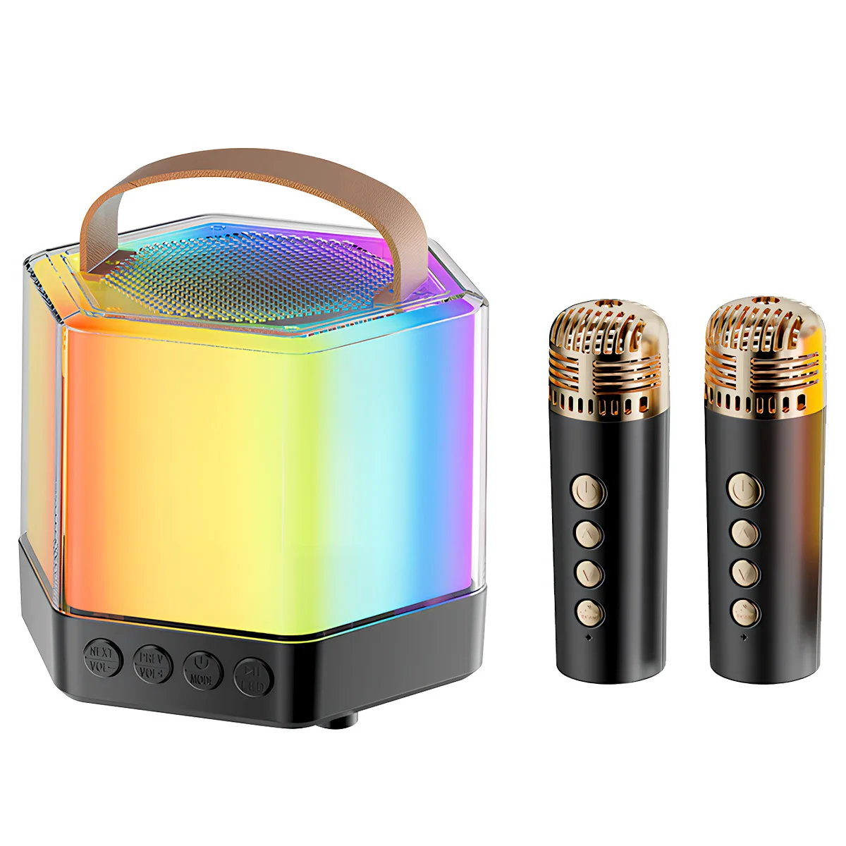 

Karaoke Machine Set Mini Portable Speaker Microphones Karaoke Function Clear Sound for Adults Party