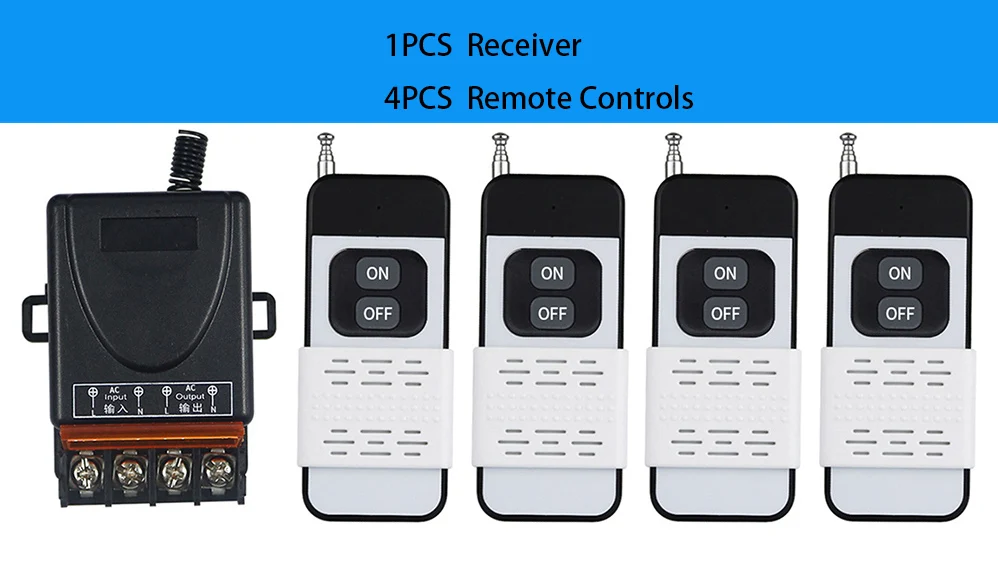 433Mhz Radio Frequency Remote Control Switch AC 110V 220V 30A Wireless Relay Receiver and Transmitter, 1000 Meters Long Distance