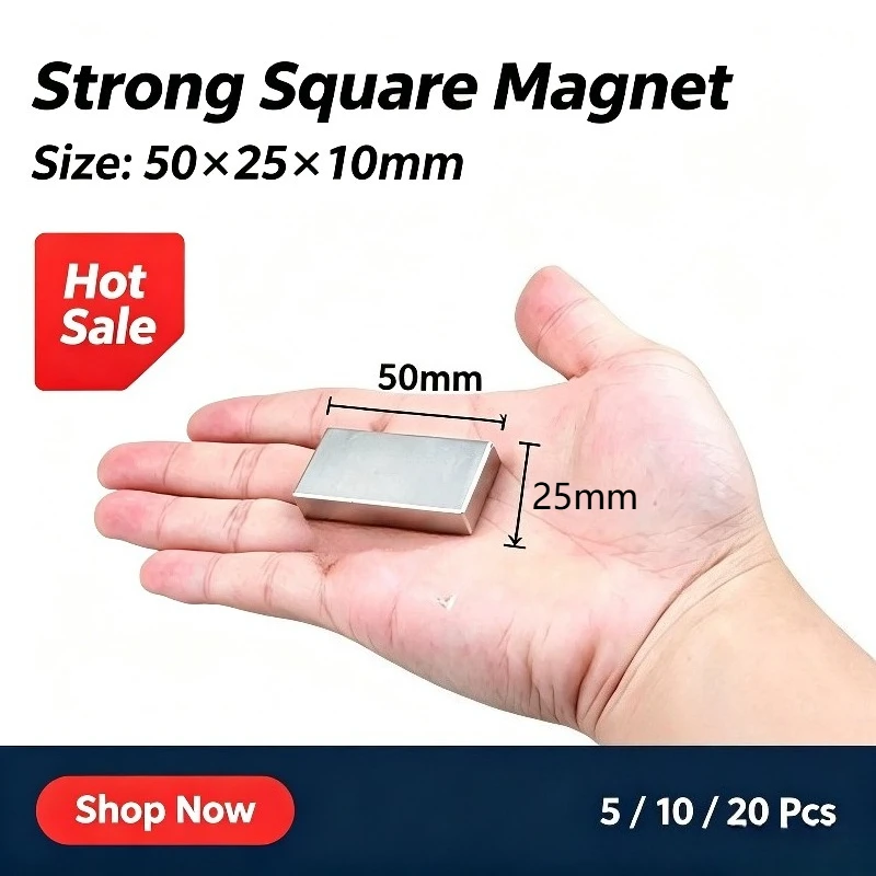 50x25x10 mm N35 Strip Block Neodymium Magnet 50*25*10mm Strong Permanent NdFeB Magnet for Fridge DIY Industrial Use 50*25*10mm