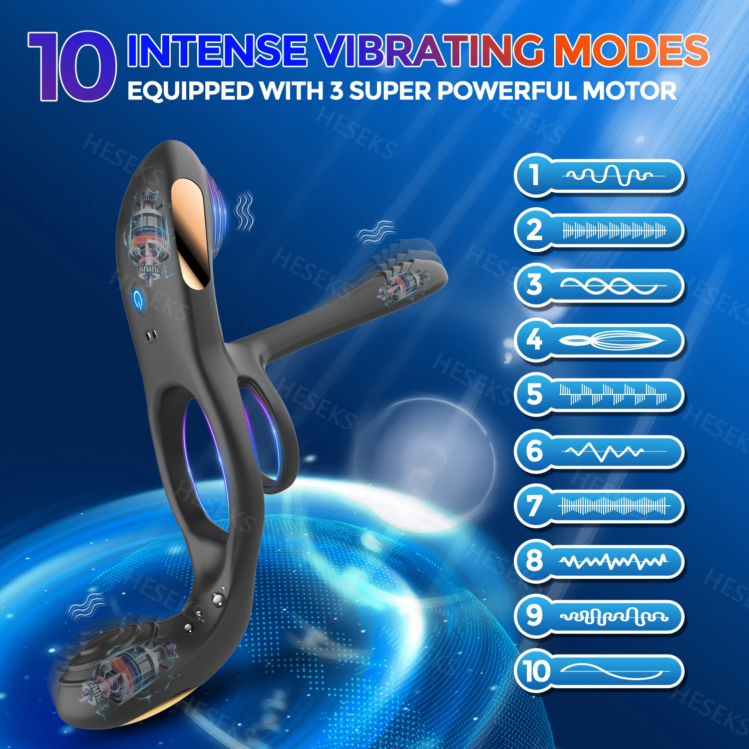 HESEKS 4 in 1 Vibrating Cock Ring Clitoral Stimulator Ejaculation Delay Penis Extender Enlargement  Penis Ring Sex Toys for Men