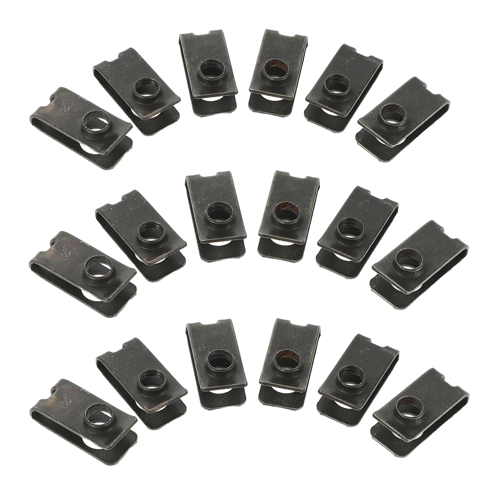 

50pcs License Plate Mounting Clips Metal U Type Fastener Retainer Nut Screw Base Car Automotive Replacement Parts Anti Theft