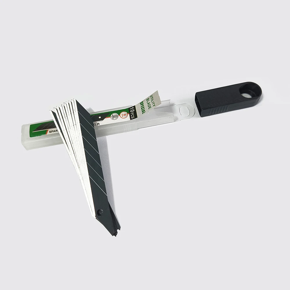 100Pcs 탄소강 교체 블랙 블레이드 30/60 학위 스냅 오프 나이프 커터 예비 블레이... - 3