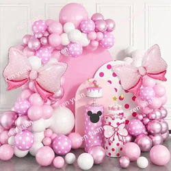 123 Pieces Pink White Bowknot Balloon Wreath Archway Set Girls Princess Birthday Shower Party Wedding Valentine's Day Decoration