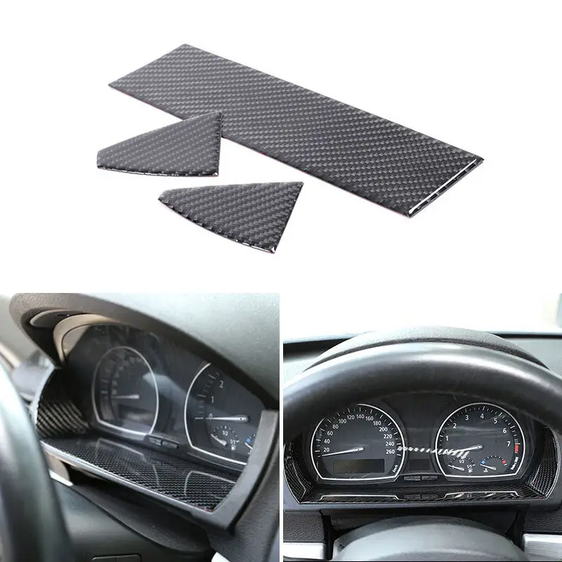 Car Carbon Fiber/Piano Black Interior Accessories Instrument Panel Cover Trim 3pcs For BMW X3 E83 2006 2007 2008 2009 2010