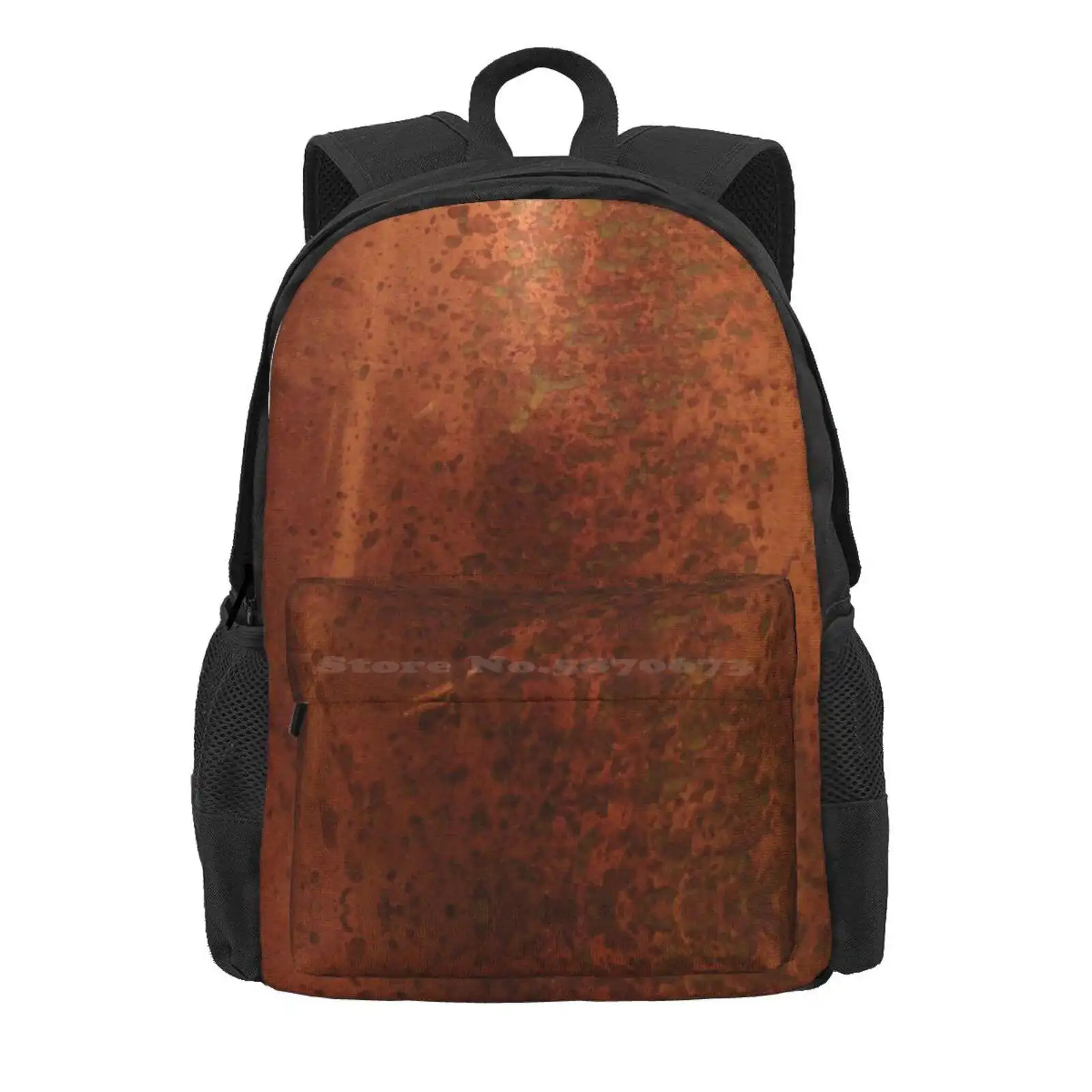 Pitted Copper Hot Sale Schoolbag Backpack Fashion Bags Copper Pitted Cooper Aged Metal All Over