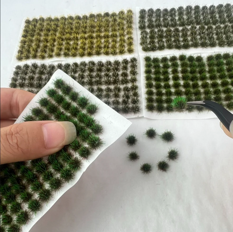 104pcs/120Pcs Diy Plant Flower/ Realistic Grass Model Static Grass Dollhouse Plants Miniatures HO N Train Railway Tufts Field