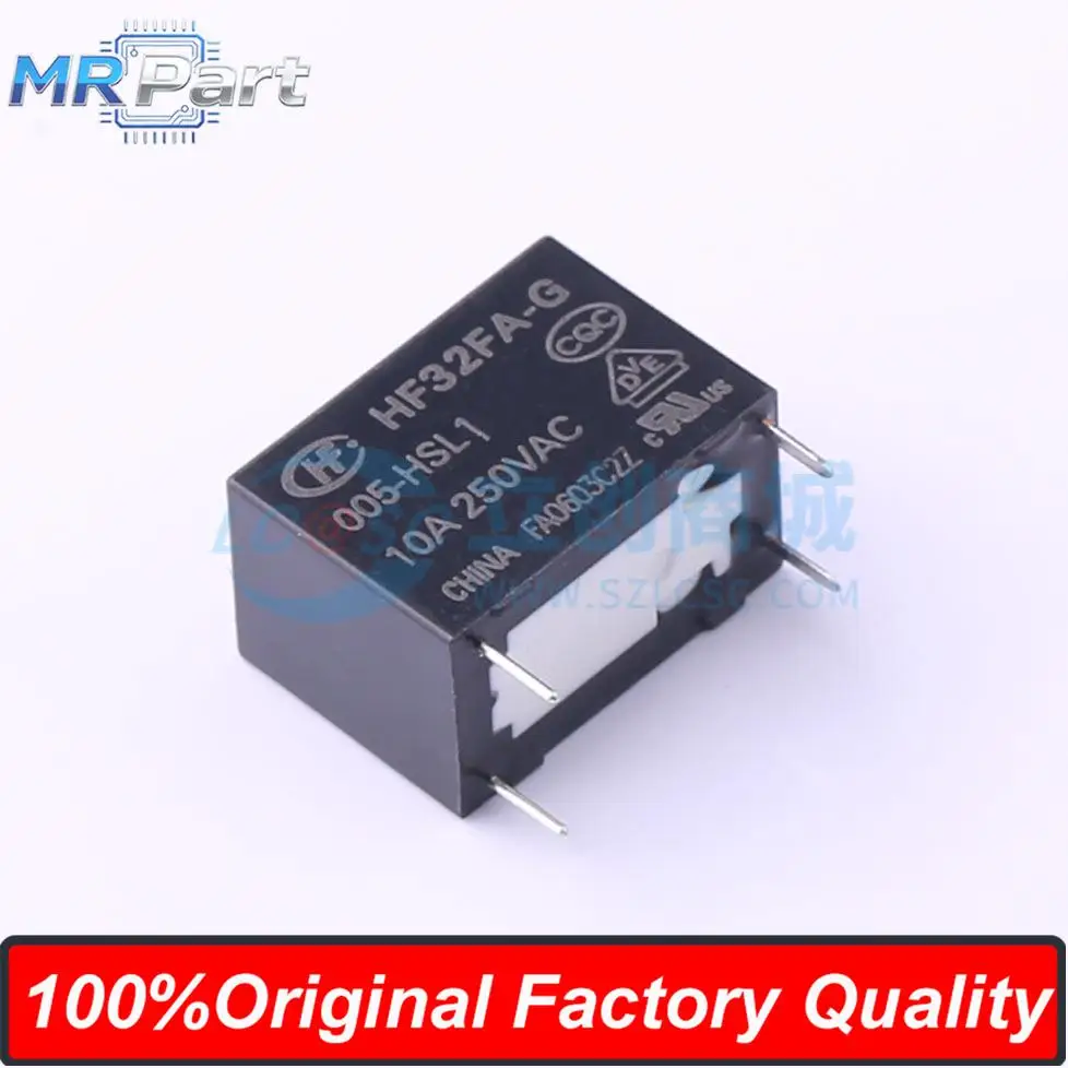 5 Pieces HF32FA-G/005-HSL1 Ultra Small Medium Power 5V Relay 10A 250VAC 5VDC Single Pole Single Throw - Normally Open 4 Pins