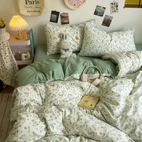A-Class Washed Cotton Printed Comfort Set Four Piece Set Cartoon Style Nude Bed Sheet Bedding Lightweight Breathable Duvet Cover