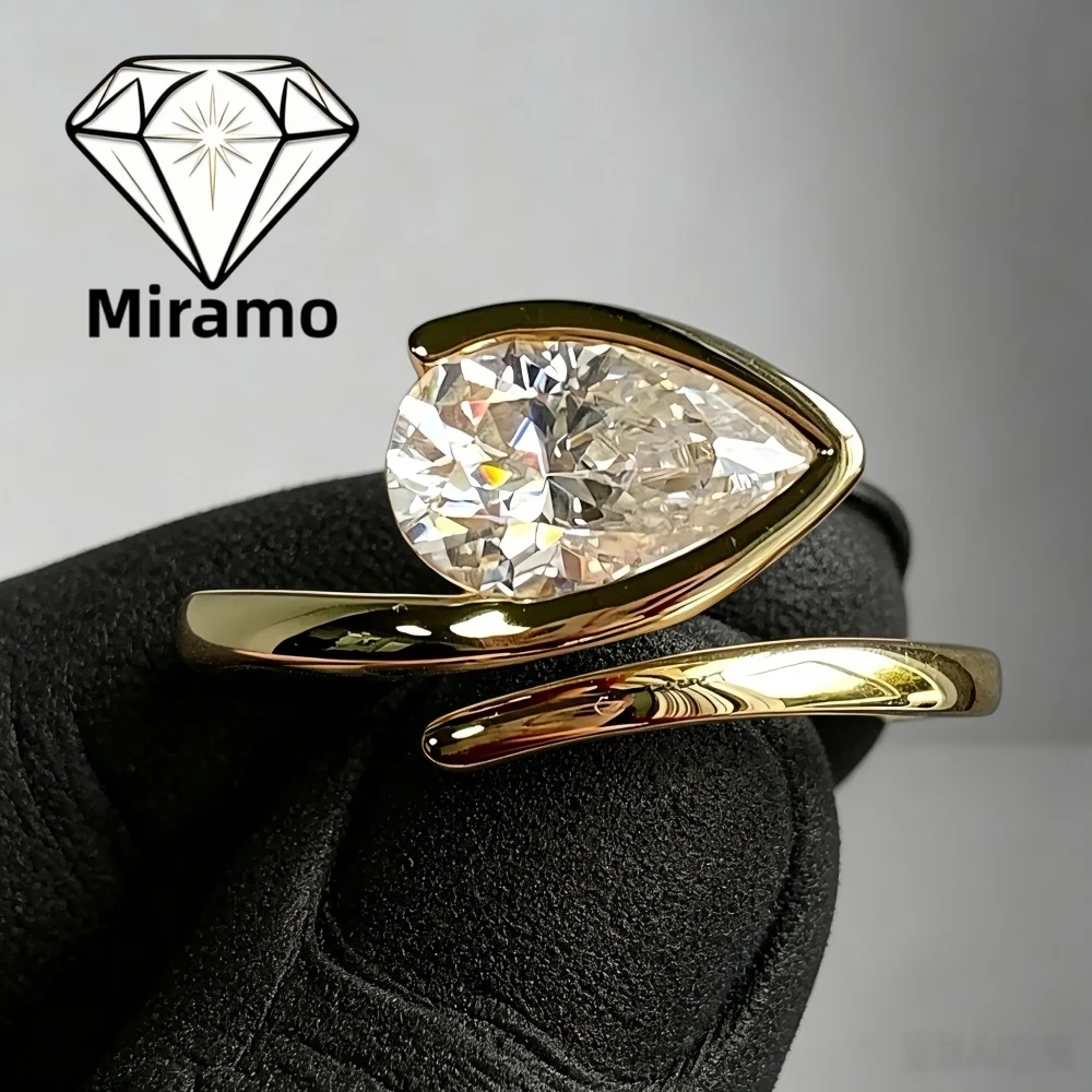 1.5CT Pear Cut East West Moissanite Engagement Ring Water Drop Wedding Ring S925 Sterling Silver for Women with Certificate