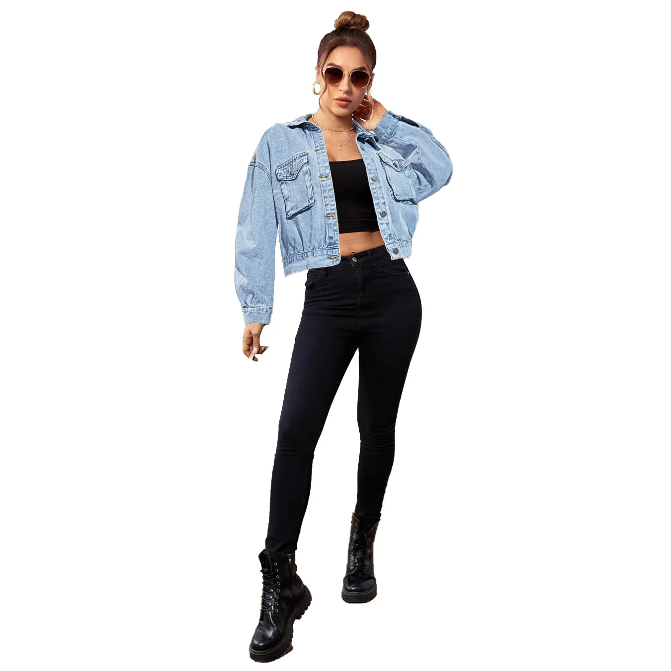 2023 Autumn Winter New Denim Jacket For Women Fashion Long Sleeve Short Jeans Coat Casual Ladies Clothing XS-L