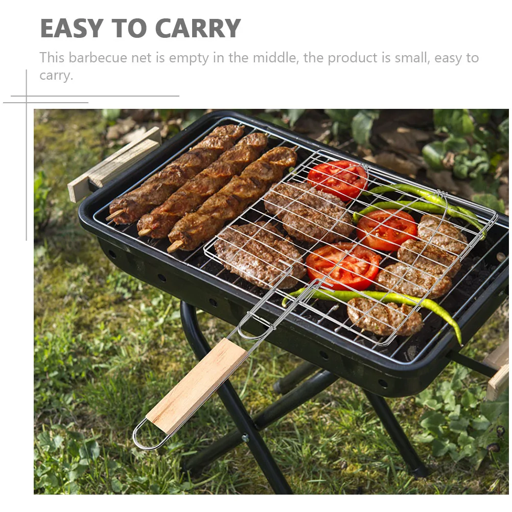 

2pcs Barbecue Fish Net Grilling Basket Adjustable Lightweight Outdoor BBQ Grill Easy Flip Portable Cooking Tool for Camping