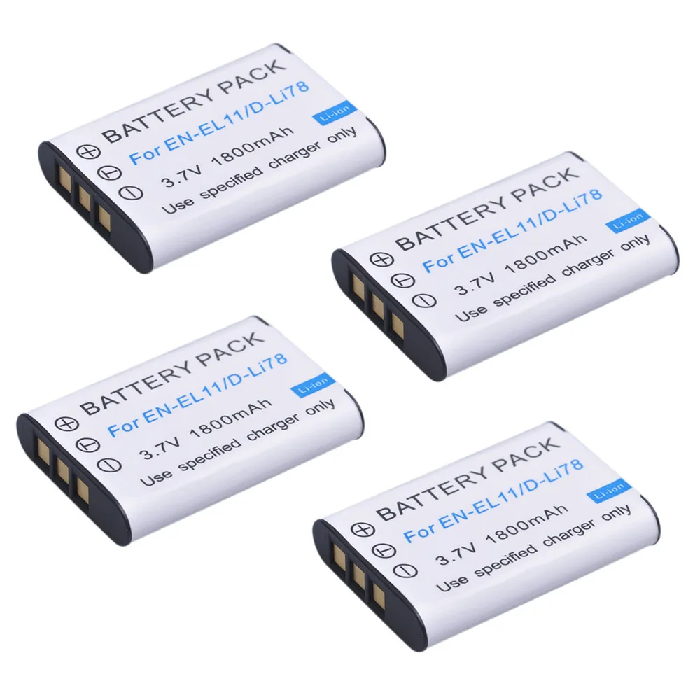 1800mAh EN-EL11 D-Li78 NP-BY1 Li-60B Battery for Nikon Coolpix S560 s550, for Pentax Optio L50 M50 M60 S1 V20 W60 W80