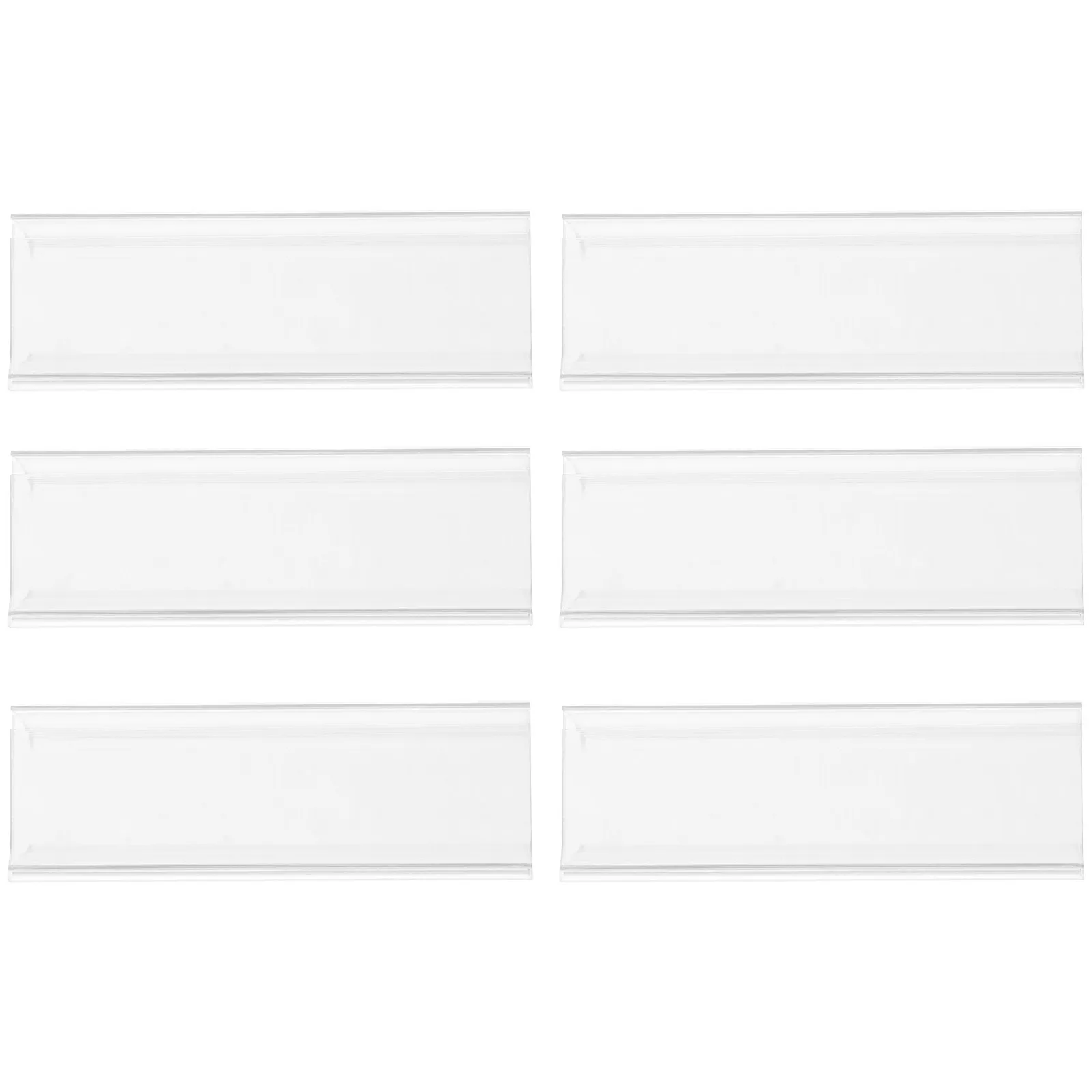 

6 шт. прозрачных держателей для этикеток 8 см, ценники 2x2,5 см с зажимом, таблички для полок супермаркетов, акриловый материал, противоскользящие.