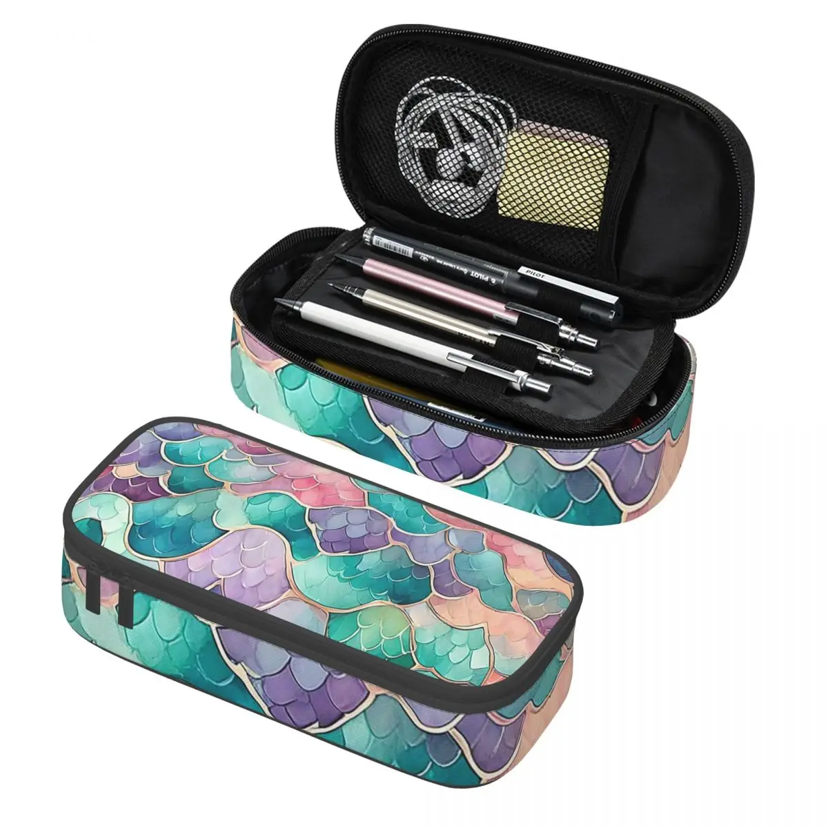 Rainbow Mermaid Scales Pencil Cases Pencil Pouch Storage Stationery Supplies Big Capacity Pen Box Pencil Bag for Kids