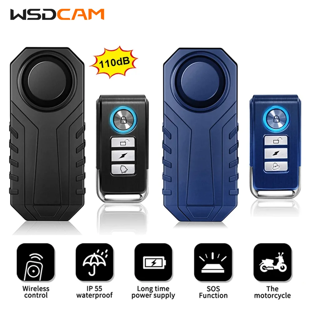 Wsdcam Wireless Bicycle Alarm Waterproof Anti-theft Bike Alarm Detector Remote Control Motorcycle Scooter Security Protection