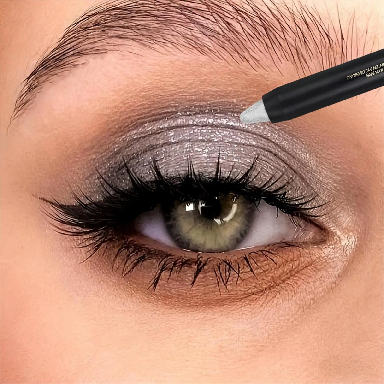 1 Stück metallisch grauer Lidschattenstift – glänzender Effekt, wasserfest und schweißfest, langlebig, Alltags-Make-up, Alltags-Lidschatten