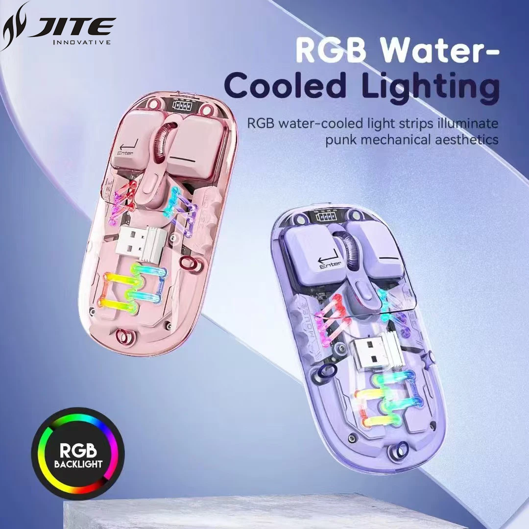 

JITE 2026 NEW Transparent Bluetooth Mouse Retro 2.4G USB RGB Cool backlight Battery Office Mouse For PC and eed Notebook