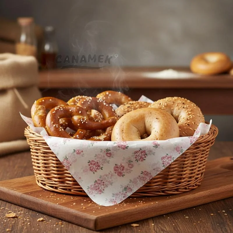 50Pcs Wax Paper Basket Liners Colorful Patterns Greaseproof for Kitchen and Restaurant Food Presentation