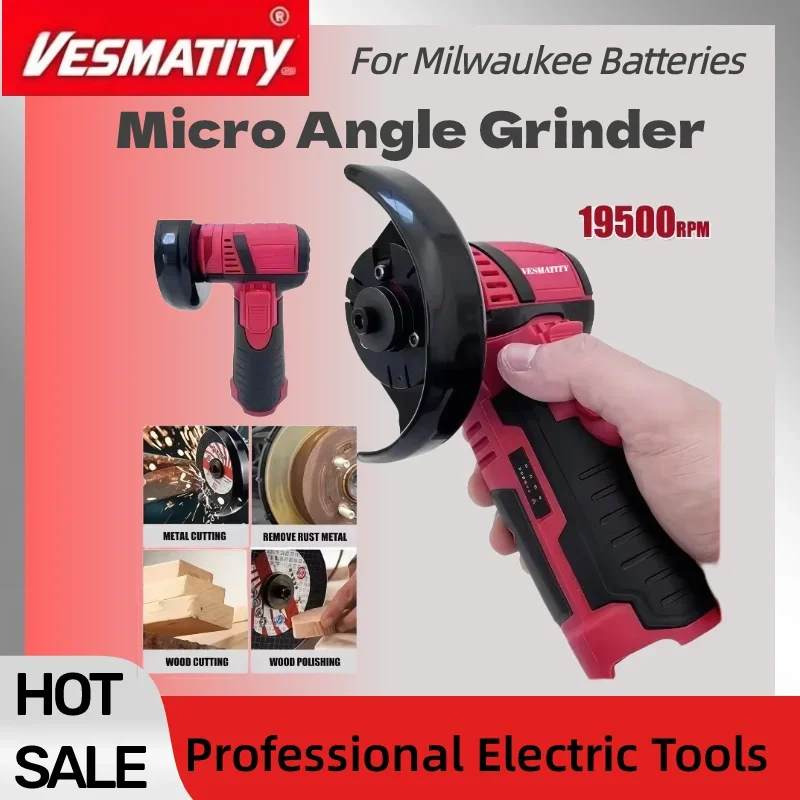 Mini Micro Angle Grinder Brushless Electric Angle Grinder for Diamond Cutting Wireless Power Tool Fit Milwaukee Battery