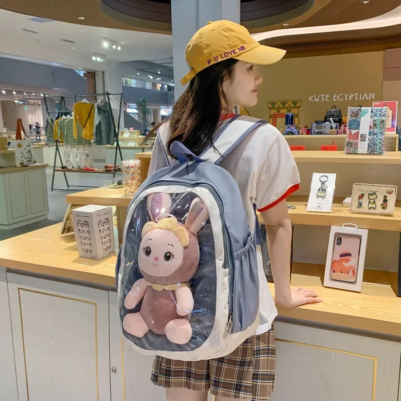 Mochila escolar Harajuku para niñas, bolso de hombro de juguete transparente Simple para niños, escuela primaria, jóvenes, estudiantes de secundaria