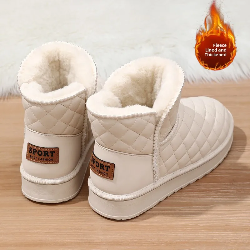 Women's Winter Snow Boots Fleece Lined Warm Cotton Shoes Leather Fur Integrated below 40 Degrees Cold Resistant Waterproof An...