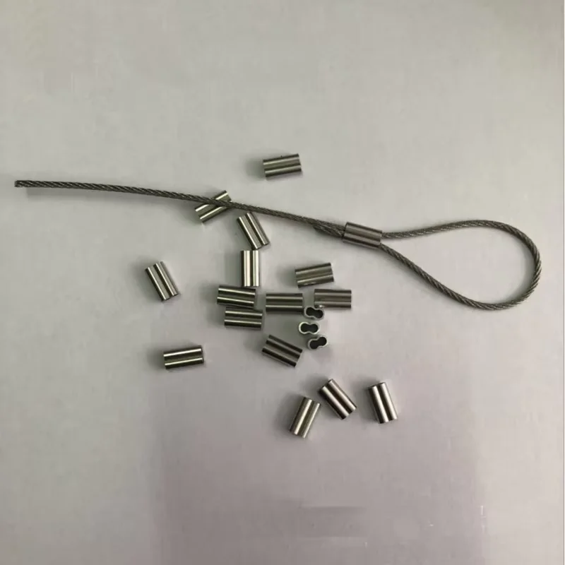 DT Marine Grade Stainless Steel 316 OVAL Ferrule Sleeve Wire Rope Clip 8 Shape Double Holes Clamp for 0.5-3MM Wire Rope