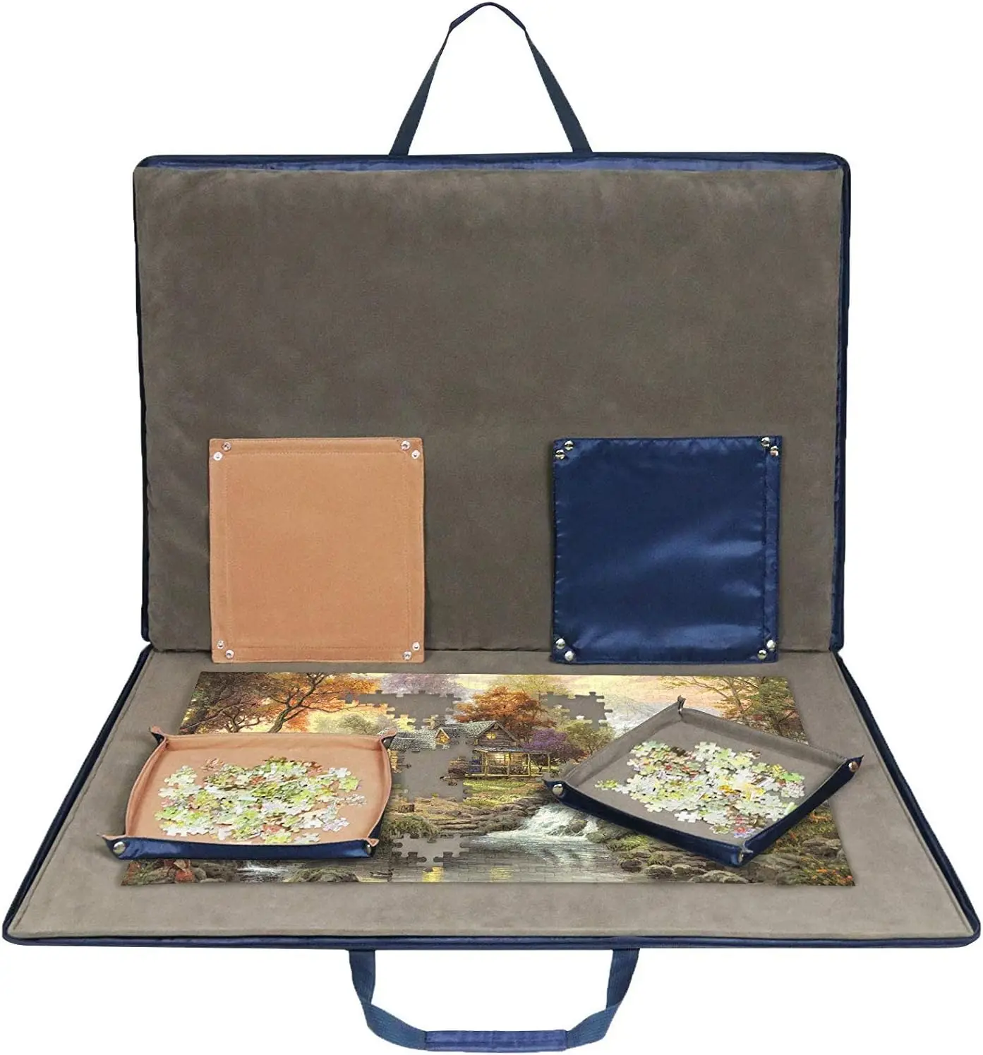 

1500-Piece Jigsaw Puzzle Board with Padded Cover, Portable Case, 6 Sorting Trays & Detachable Board, Non-Slip Surface for Adults